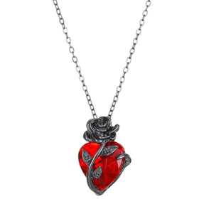 Crimson Rose Heart Necklace